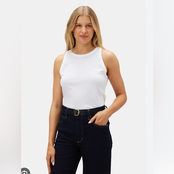 Amour Vert Jillian 100% Organic White Cotton Tank, Large - Picture 2 of 10